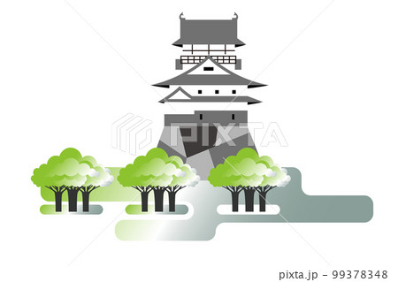 桜咲く公園とお城の見える風景 桜咲く公園とお城の見える風景 99378348
