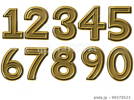 ゴールドの立体的な数字セット 99379523