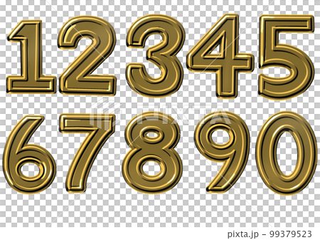 ゴールドの立体的な数字セット 99379523