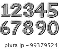 シルバーの立体的な数字セット 99379524