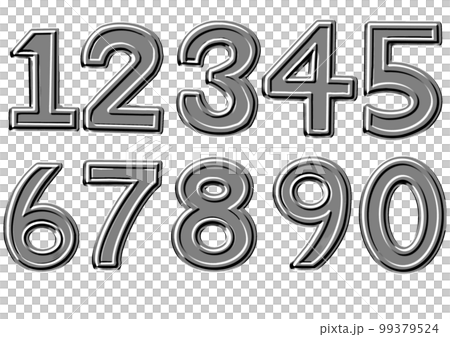 シルバーの立体的な数字セット 99379524