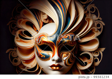 Venetian masks art close-up 3d illustration. low key. Generative AI Venetian masks art close-up 3d illustration. low key. Generative AI 99381234