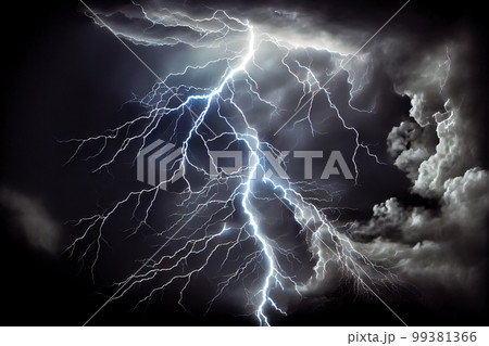 lightning in the dark sky. 3d illustration. Generative AI lightning in the dark sky. 3d illustration. Generative AI 99381366