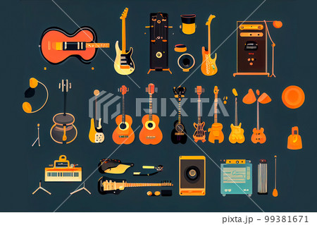 set of musical instruments. Generative AI 99381671