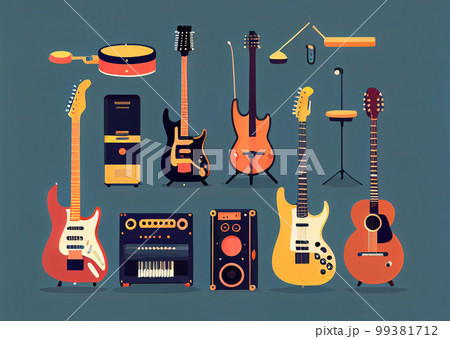 set of musical instruments. Generative AI set of musical instruments. Generative AI 99381712