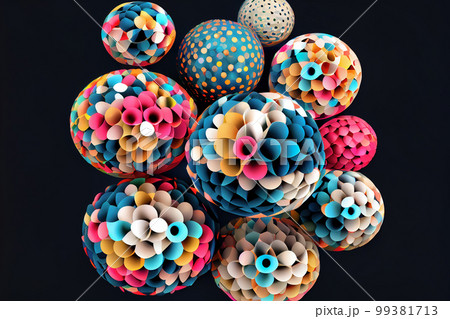 colored bubbles on black background. Generative AI colored bubbles on black background. Generative AI 99381713