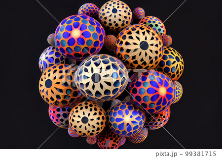 colored bubbles on black background. Generative AI colored bubbles on black background. Generative AI 99381715