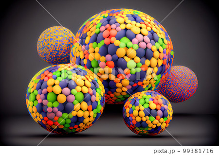 colored bubbles on black background. Generative AI colored bubbles on black background. Generative AI 99381716