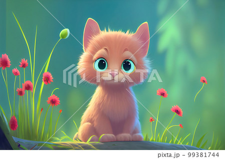 cartoon ginger cat close-up. Generative AI cartoon ginger cat close-up. Generative AI 99381744