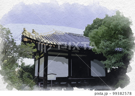 水彩画風 海龍王寺 一切経蔵 奈良県奈良市 水彩画風 海龍王寺 一切経蔵 奈良県奈良市 99382578