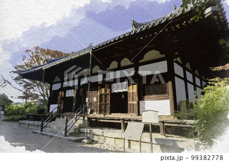 水彩画風　海龍王寺　本堂　奈良県奈良市 99382778