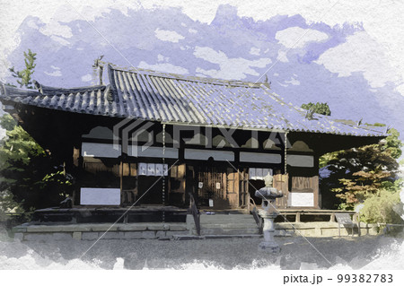 水彩画風　海龍王寺　本堂　奈良県奈良市 99382783