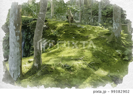 水彩画風　吉城園　奈良県奈良市 99382902