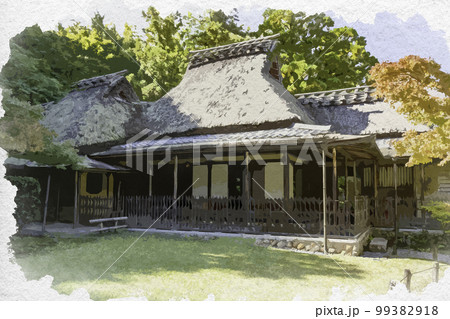 水彩画風　吉城園　奈良県奈良市 99382918