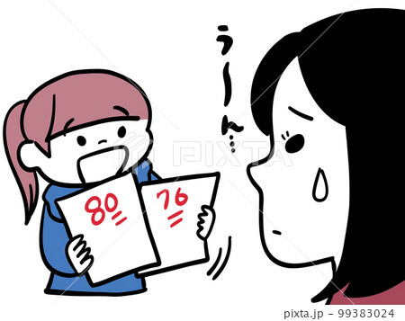 子供のテスト結果に不満な母親 子供のテスト結果に不満な母親 99383024