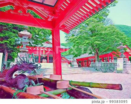 手水舎と神社 99383095