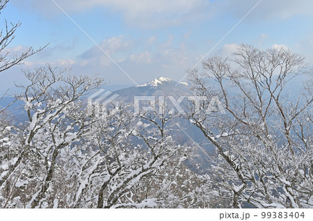 四国にある日本二百名山で四国百名山の三嶺（みうね）の冬景色 99383404