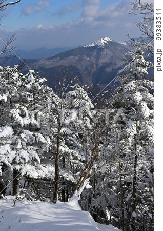 四国にある日本二百名山で四国百名山の三嶺（みうね）の冬景色の写真