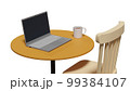 ノートパソコンとイスとテーブル 99384107