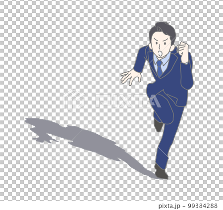 走る、スタートダッシュするビジネスマンのイメージイラスト 99384288