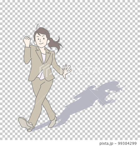 A smiling businessman moving forward while doing a guts pose A smiling businessman moving forward while doing a guts pose 99384299