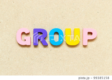 Color alphabet letter with word group on wood background Color alphabet letter with word group on wood background 99385158