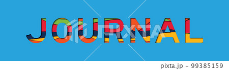 Letter with papercut style in word journal on blue background 99385159