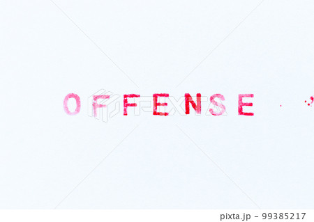 Red color ink rubber stamp in word offense on white paper background 99385217