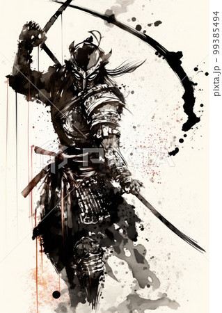 墨絵の侍 99385494