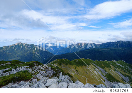 【北アルプス】黒部五郎岳から見た北アルプスの山々_01 99385763