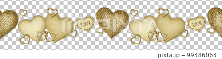 Festive Valentine's day seamless borders with yellow golden colored hearts on a white background. Festive Valentine's day seamless borders with yellow golden colored hearts on a white background. 99386063