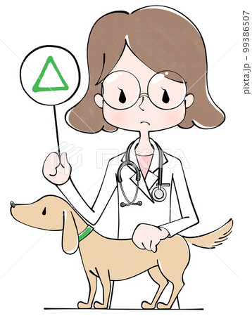 ○✖△ 犬と獣医(女性)のイラスト ○✖△ 犬と獣医(女性)のイラスト 99386507