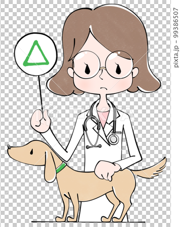 ○✖△ 犬と獣医(女性)のイラスト ○✖△ 犬と獣医(女性)のイラスト 99386507