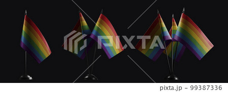 Small national flags of the lgbt on a black background 99387336