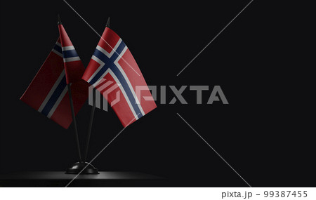 Small national flags of the Norway on a black background Small national flags of the Norway on a black background 99387455