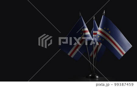 Small national flags of the Cape Verde on a black background Small national flags of the Cape Verde on a black background 99387459