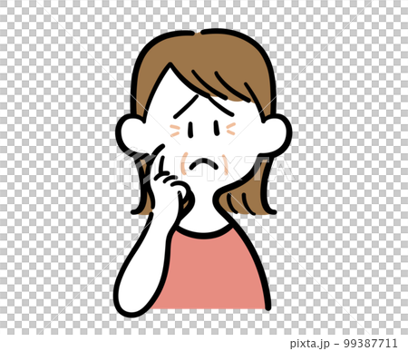 A woman who is worried about wrinkles on her face A woman who is worried about wrinkles on her face 99387711