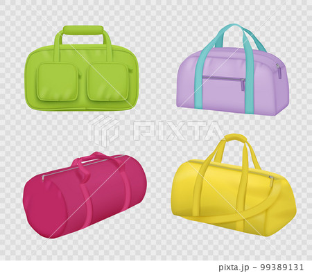 Sport bag. Realistic bags for fitness clothes workout luggage decent vector templates collection 99389131