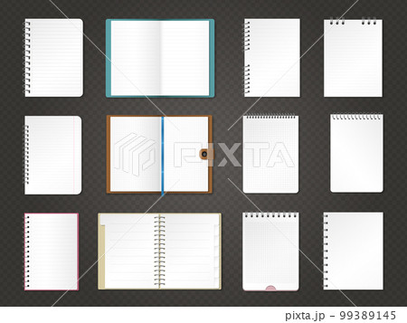 Notebook sheets. Empty daily notes realistic bind papers recent vector templates Notebook sheets. Empty daily notes realistic bind papers recent vector templates 99389145