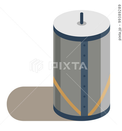 Isometric element of grain elevator, silos complex. Storage of grown harvest. Transrportation of agricultural products. Granary industrial building. Vector stylized icon 99389289