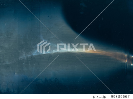 Distressed texture. Old film. Vintage overlay. Blue orange stains defect dust scratches on dark worn grunge illustration abstract background. Distressed texture. Old film. Vintage overlay. Blue orange stains defect dust scratches on dark worn grunge illustration abstract background. 99389667