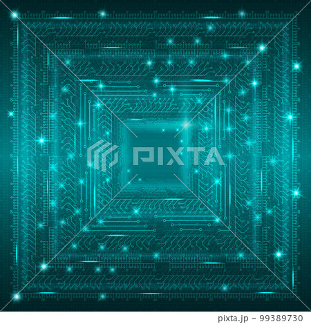 Blue technological background with square elements of a stylized microcircuit. Vector illustration. Blue technological background with square elements of a stylized microcircuit. Vector illustration. 99389730