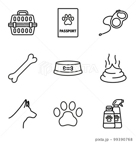 Set of pet related icons. Pet shop. Pictogram isolated on white background. Set of pet related icons. Pet shop. Pictogram isolated on white background. 99390768