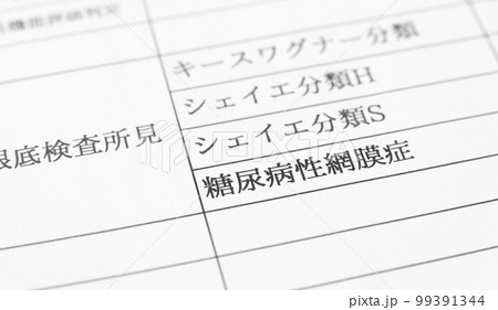糖尿病性網膜症　健康診断　健康管理　医療 99391344