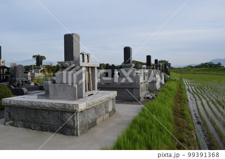 水田の中にある墓地 99391368