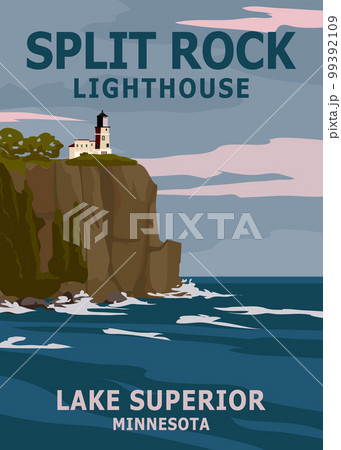 Retro Travel poster Split Rock Lighthouse Minnesota 99392109
