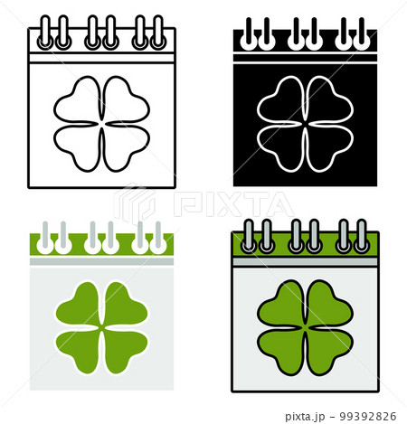 Calendar with Clover in flat style isolated 99392826