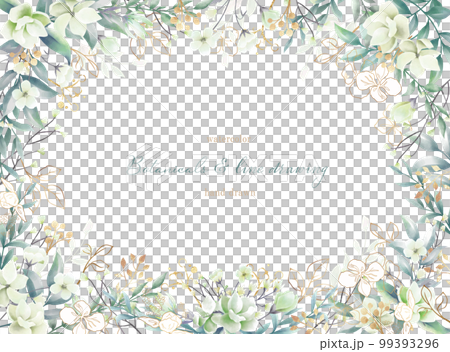 植物とゴールドの線画の背景 植物とゴールドの線画の背景 99393296