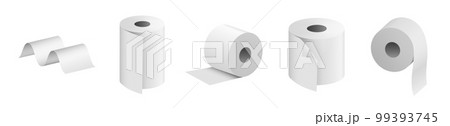 Toilet paper roll vector towel tissue icon. Isolated kitchen 3d paper toilet illustration wc 99393745