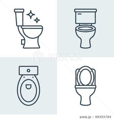 Toilet line icon bowl sanitaryware vector bathroom. Bidet toilet line icon 99393784
